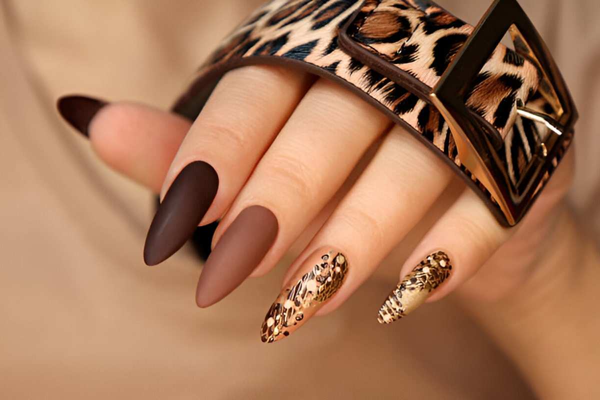 Nail polish bottles in various shades of brown