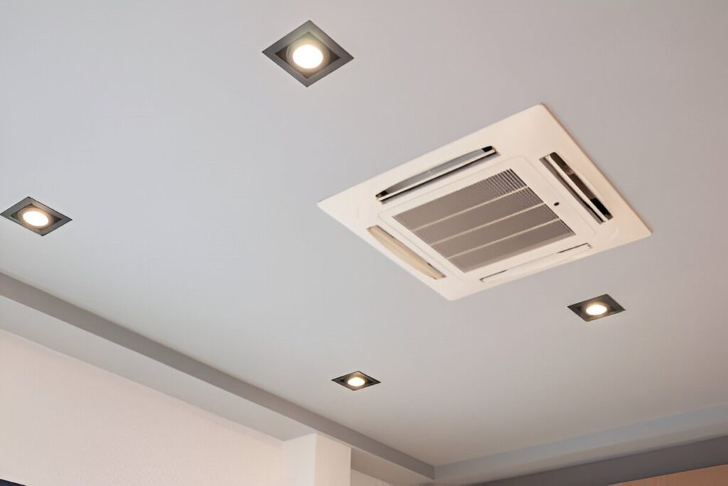 Modern white ceiling fan in a living room